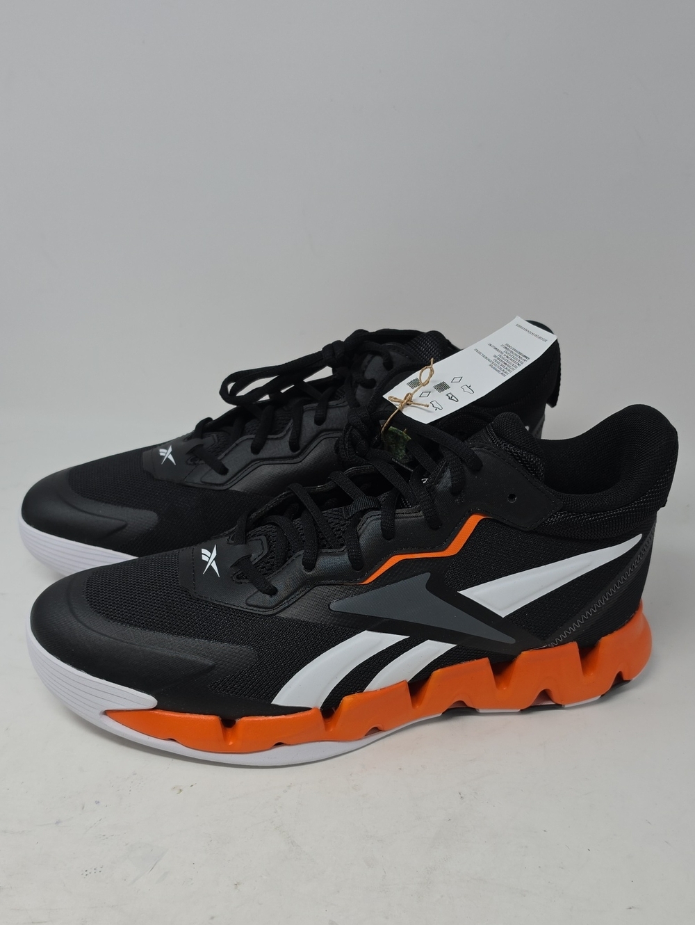 Reebok Zig Encore Men's Black Athletic Shoes with Orange & White Accents Size 12